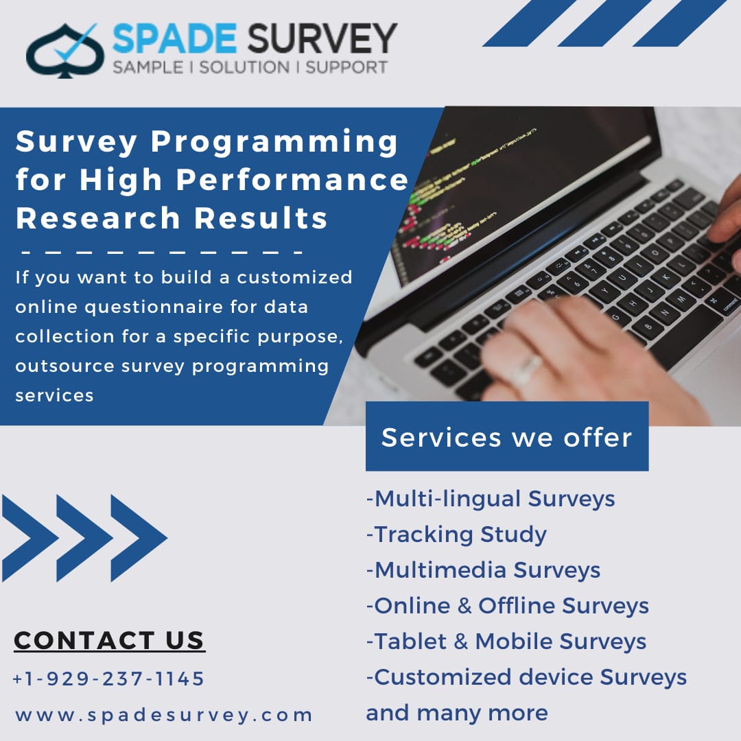 SpadeSurvey's tweet image. Spade Survey is a reputable survey programming service provider with over a decade of experience catering to international clients. 

Looking for Survey Programming Services?
Get a quote: marketing@spadesurvey.com
More info visit: bit.ly/3orDS2s
#surveyprogramming