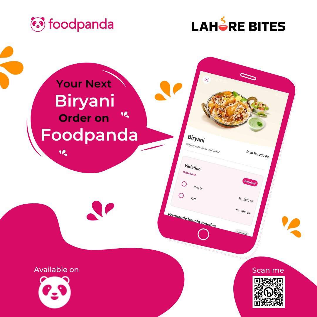 𝐄𝐧𝐣𝐨𝐲 𝐊𝐚𝐫𝐨, 𝐅𝐨𝐨𝐝𝐩𝐚𝐧𝐝𝐚 𝐊𝐚𝐫𝐨 🐼📱
Order your favourite biryani on foodpanda.!!

Order in just one click 👉wa.me/923001177360

#lahorebites #burgers #biryani #bestbiryani #fastfood #best #tasty #foodie #biryanirlovers #forfamily #inlahore #lover #nearumt