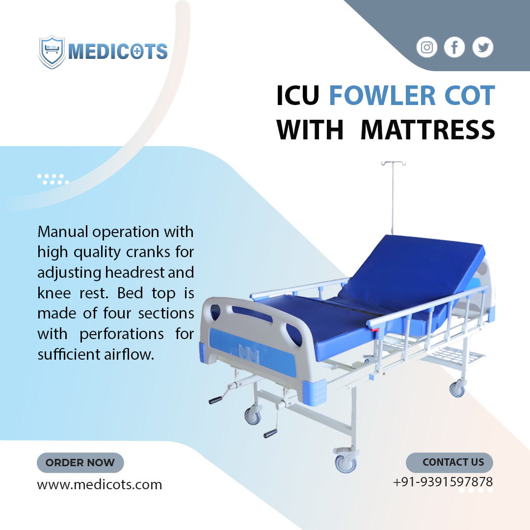 Quality care and patient safety go hand in hand. With our hospital furniture, there is no compromise on comfort or safety. Order Medicots premium quality ICU Fowler Cot. Contact us to know more +91-9391597878. #ICU #ICUBed #FowlerCot #hospitalbed #medicots