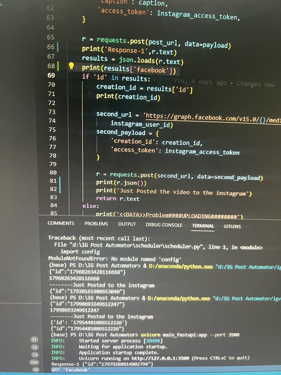 nafseerck's tweet image. Someone from facebook development team is so pissed of at work sometimes, was sending a post request to the graph api.. Damn 😂 please tell me @facebook what do you actually mean by this 

Is it wait for the function or What the f***  #code #python #graphapi