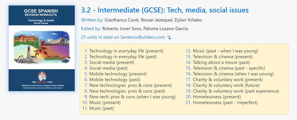 SentenceBuildrs's tweet photo. 🇪🇸 GCSE SPANISH: Tech, Media, Social Issues 👇👇👇

SBs based on the 🆕 new book from The Language Gym now available 🤩
🌍 https://t.co/GSAaFW9bzO

Each resource = 100+ interactive L/R/W activities at the word/chunk/sentence level ✅

#SentenceBuilders #EPI #mfltwitterati https://t.co/YGxkR8a4uR