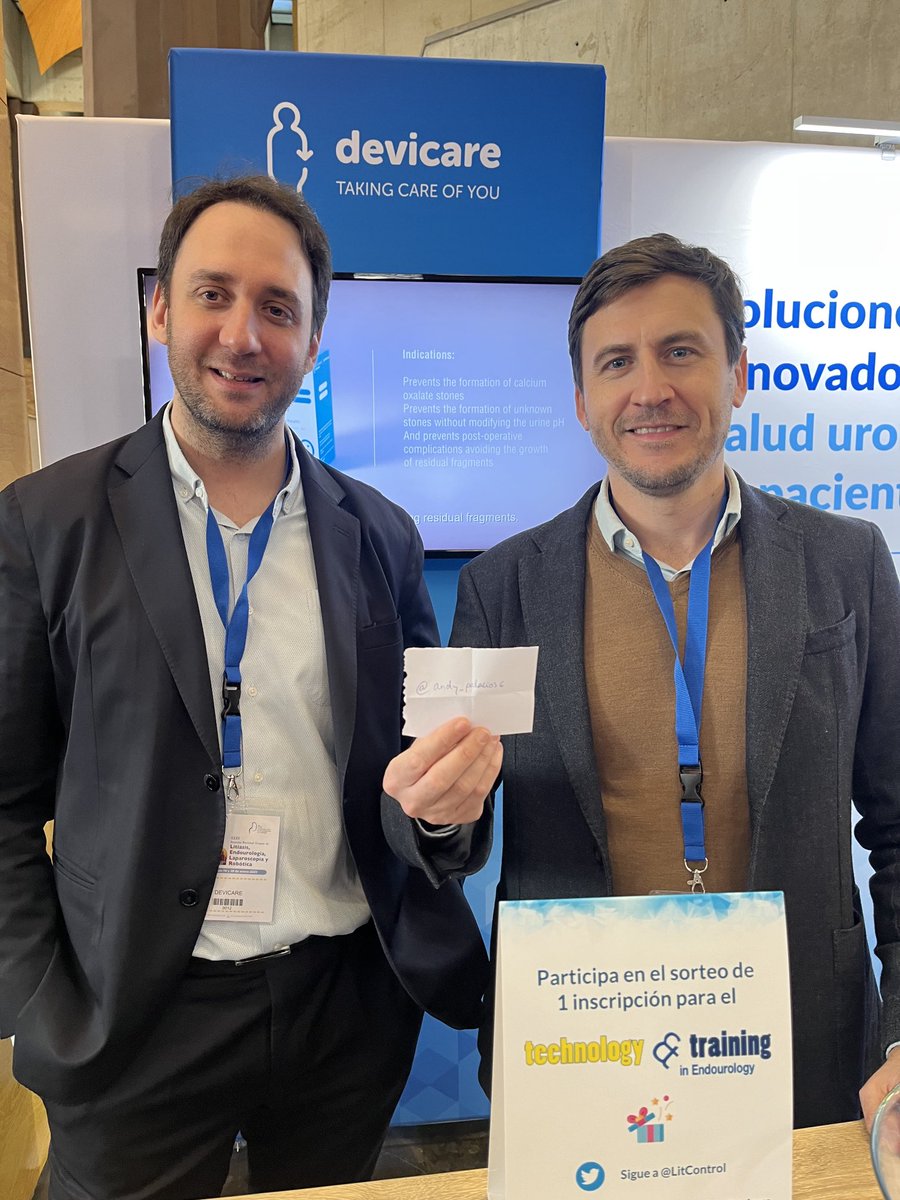 Felicidades a la doctora ⁦<a href="/andy_palacios6/">Andy Palacios</a>⁩ por ser la ganadora del Sorteo de ⁦<a href="/Devicare/">Devicare</a>⁩ ⁦<a href="/LitControl/">Lit-Control</a>⁩ de una inscripción al curso ⁦<a href="/EndourologyT/">T&T Endourology</a>⁩ 2023 en Torino. cc ⁦<a href="/UroDrLopez/">Juan M López Martínez</a>⁩ ⁦<a href="/scoffonecesare/">scoffone cesare</a>⁩. ⁦<a href="/InfoAeu/">AEU</a>⁩ ⁦<a href="/EndoLapRobAEU/">Lit/Endo/Lap/Rob AEU</a>⁩