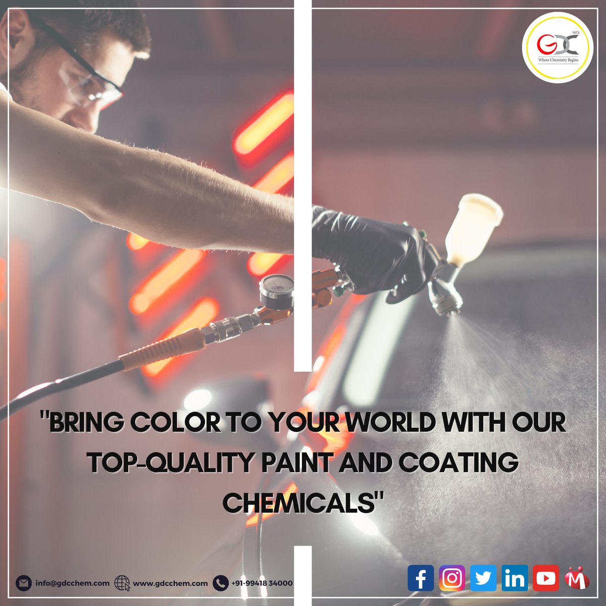 gdciindia's tweet photo. GDCI is a trusted supplier of paint and coating chemicals, offering high-quality products, exceptional customer service, and a commitment to sustainability. 
#gdci #gdcchem #automobiledesign #automobileindustry #automobilenews #automobileparts #automotives https://t.co/XdaePOLGCj