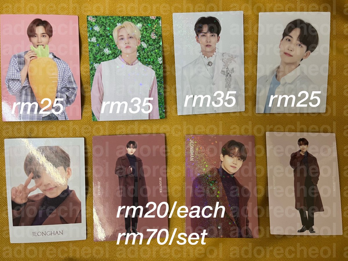 adorecheol's tweet photo. [ HELP RT ] WTS WANT TO SELL 🇲🇾

JEONGHAN various trading cards
price in pictures below
postage only

reason to sell : stop collecting
DM to order #pasarsvt #pasarseventeen #jeonghan #정한 https://t.co/UBC4GQ04XH