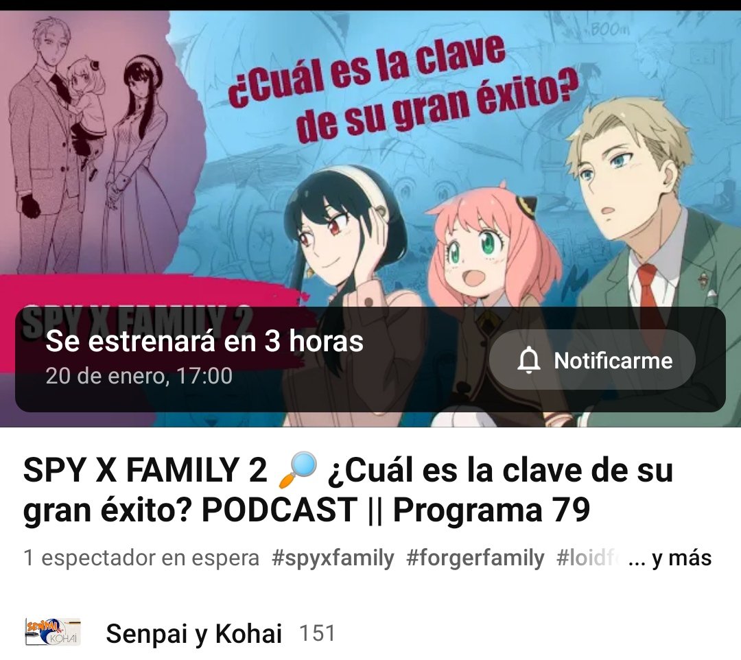 AndreaAN_94's tweet image. HOY a las 17:00 tendréis el Podcast de #SPYxFamily #SPYxFAM !! Hablamos de la fantástica segunda parte de la primera temporada 🙌🏻

youtu.be/sPh2aRSS2D0
