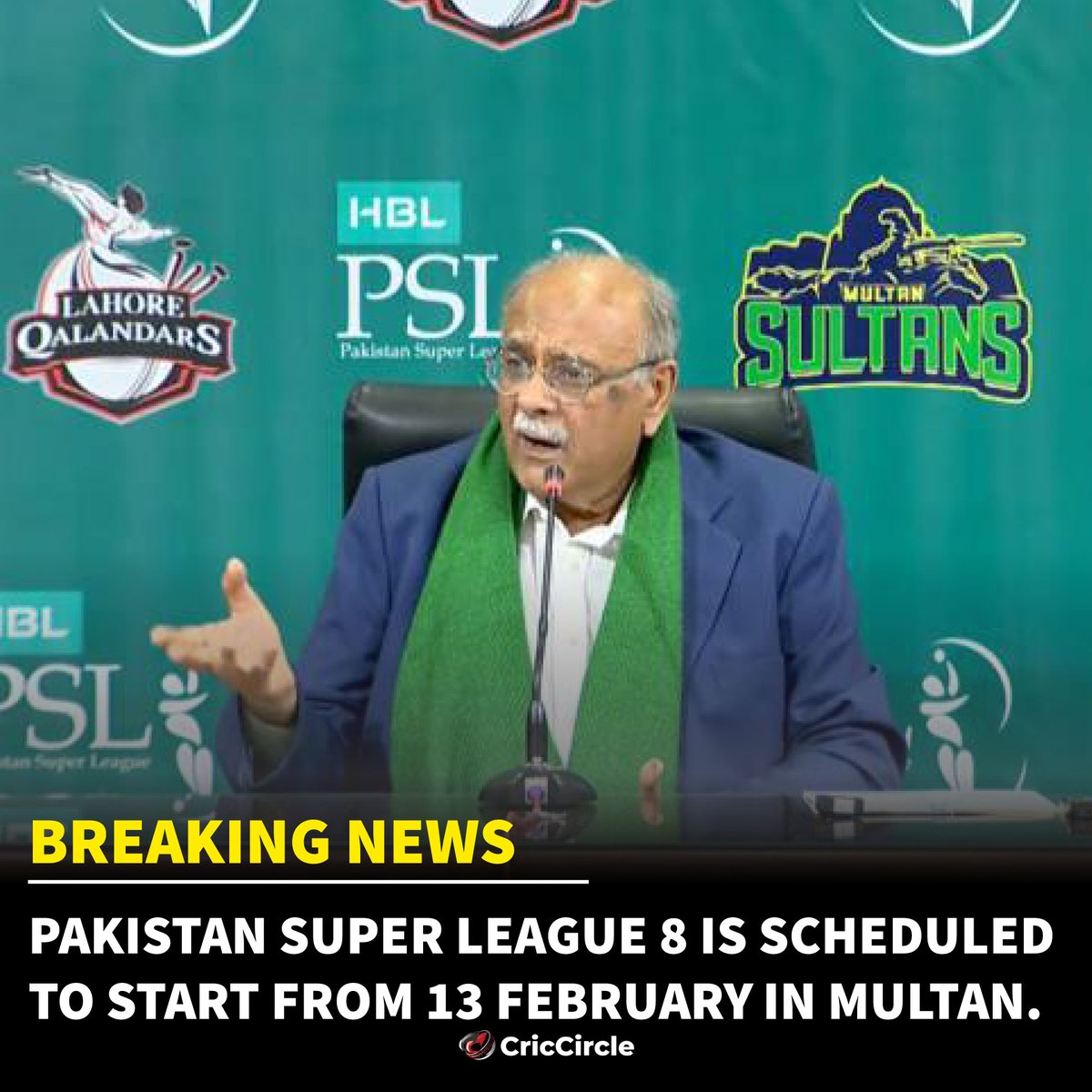 thecriccircle's tweet photo. 🚨🚨
#BreakingNews
Pakistan Super League 8 is Scheduled to Start from 13 February in Multan.
#PSL #PLS8 #PakistanSuperLeague #PakistanSuperLeague2023 #PSL2023 #PCB https://t.co/ju32HQUEiL