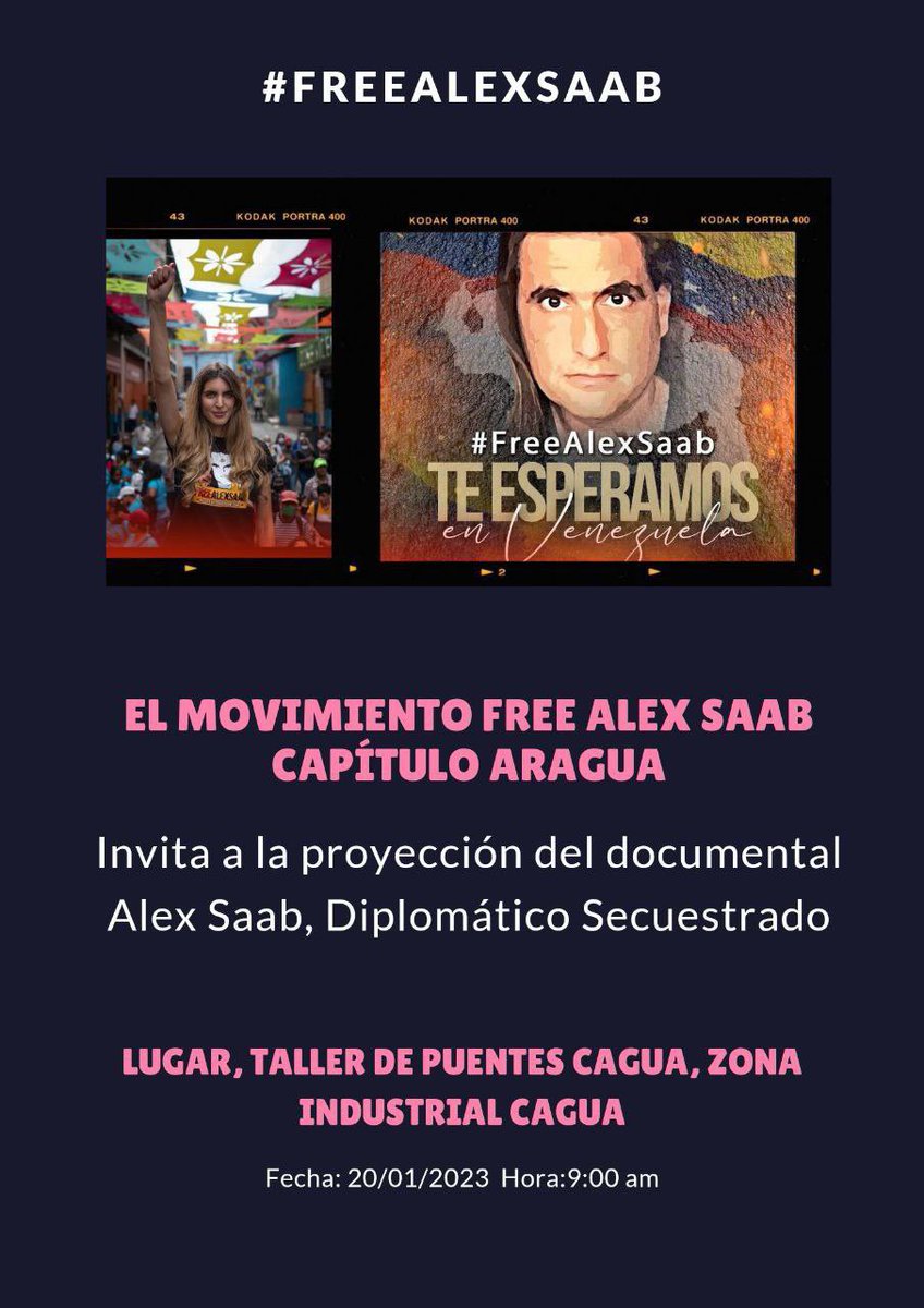 LYakyDigital's tweet photo. Desde la @Alcaldiasucrea su alcalde @WILSONCOY le da la bienvenida a el movimiento #FreeAlexSaab 

¡Aragua Cuna de la Revolución ¡ 

@CaroCarreroCC 
@CaroGarciaCPusv 
@Manueljuventud2 
@MiriamMayorgaC 
@OdaPnt 

#LasSancionesSonCriminales https://t.co/aNnW0O6bdV