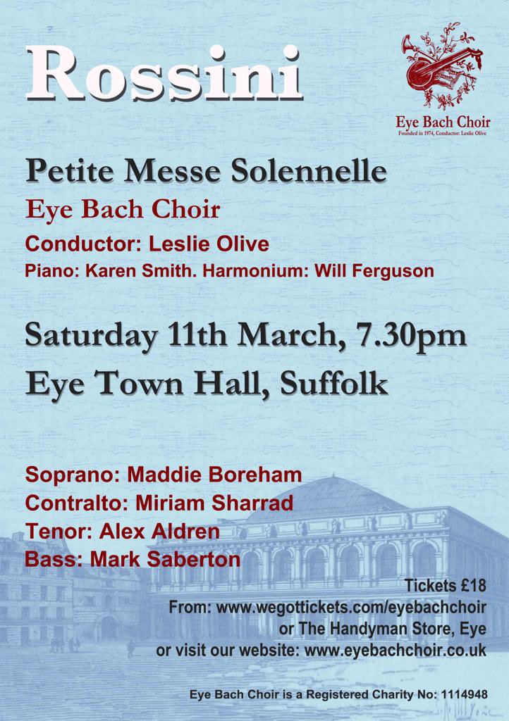 How excited is EBC to be performing with these talented soloists? This is going to be one fantastic concert! Grab your tickets quick via our website <a href="/maddieboreham/">mads 🌼</a> <a href="/Doctor_Opera/">Alex Aldren</a> @MarkSaberton1 @Mimerator 👌🏾🙏🏽😃 #petitemessesolennelle #rossini #suffolkculture