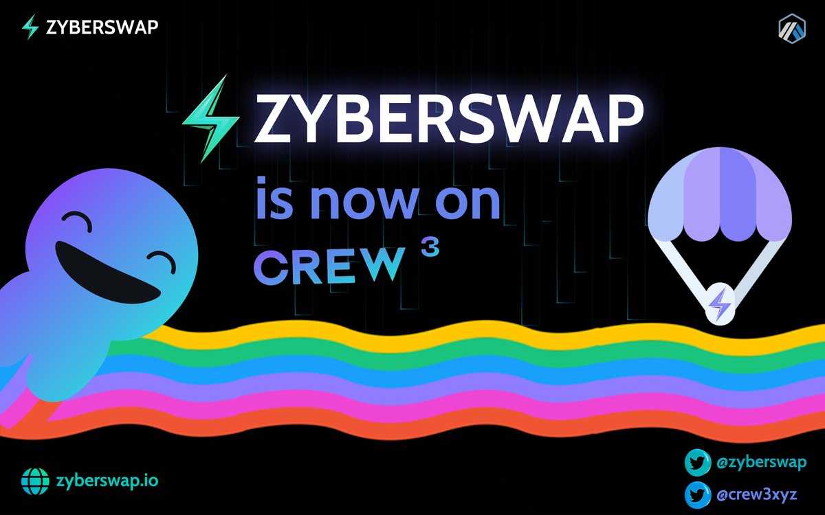 ⚡️#Zyberswap is now on <a href="/crew3xyz/">Kasih Sayang</a> ⚡️

🎉Who's ready to engage to #Earn!🎉

🪂#Airdrops 
🎖️Discord roles
💰and much more!💰

✨Join the fun now!👉discord.gg/zyberswap