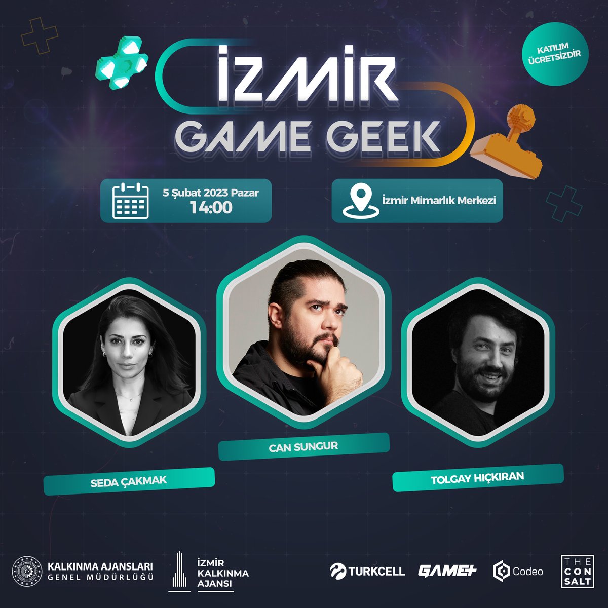 İzmir Kalkınma Ajansı ve Turkcell GamePlus ortaklığı ile İzmir'de e-spor ve oyun dünyasında farkındalık geliştirmek amacıyla düzenlenecek İzmir Game Geek etkinliğine davetlisiniz.

Katılım Formu: lnkd.in/dYGVGGmA 
📅 5 Şubat 2023
⏰ 14:00
📍 İzmir Mimarlık Merkezi