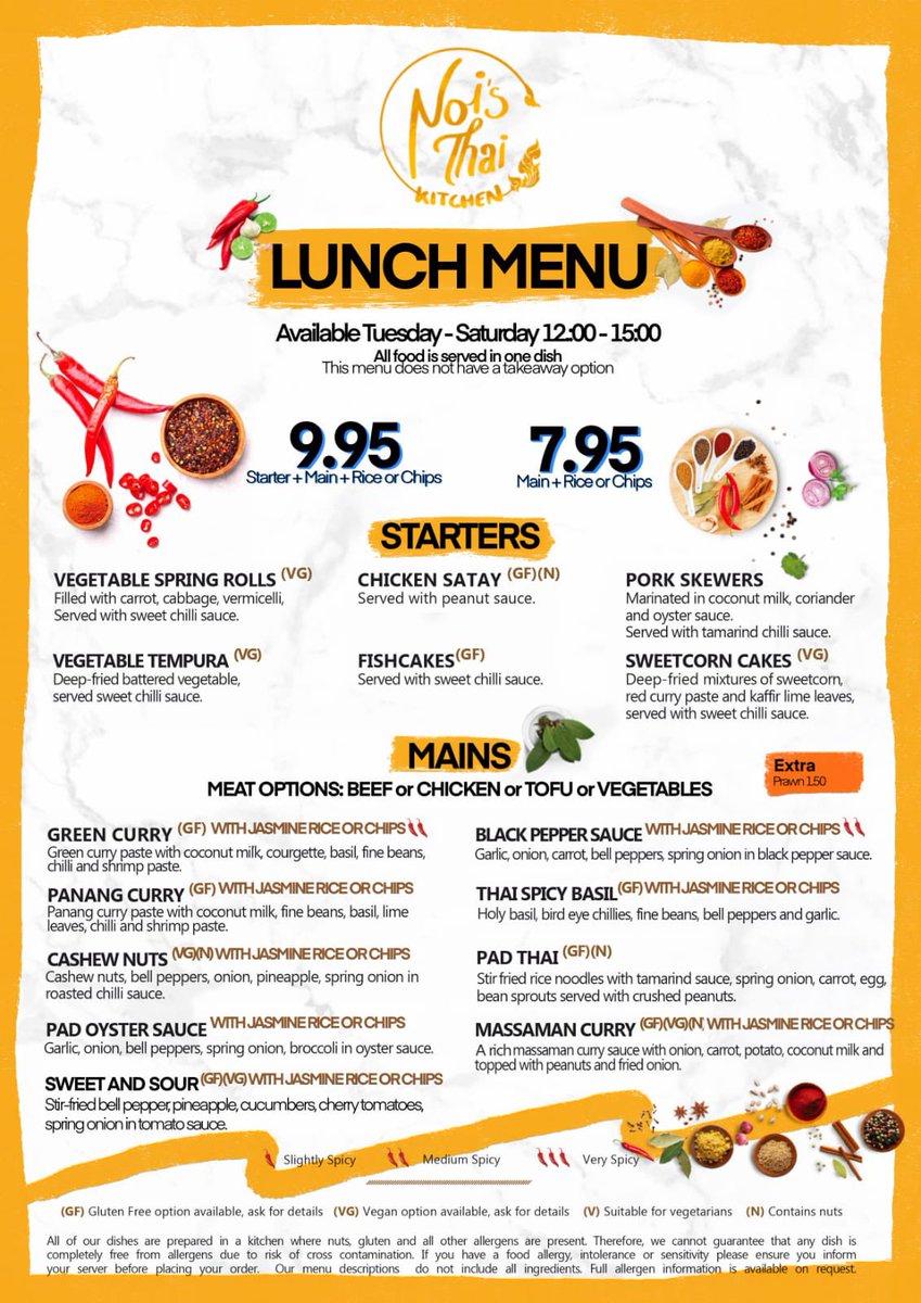 Feeling hungry?

Why not check out the lunch menu from Noi's Thai Kitchen 🍛

It’s time to treat yourself 😋