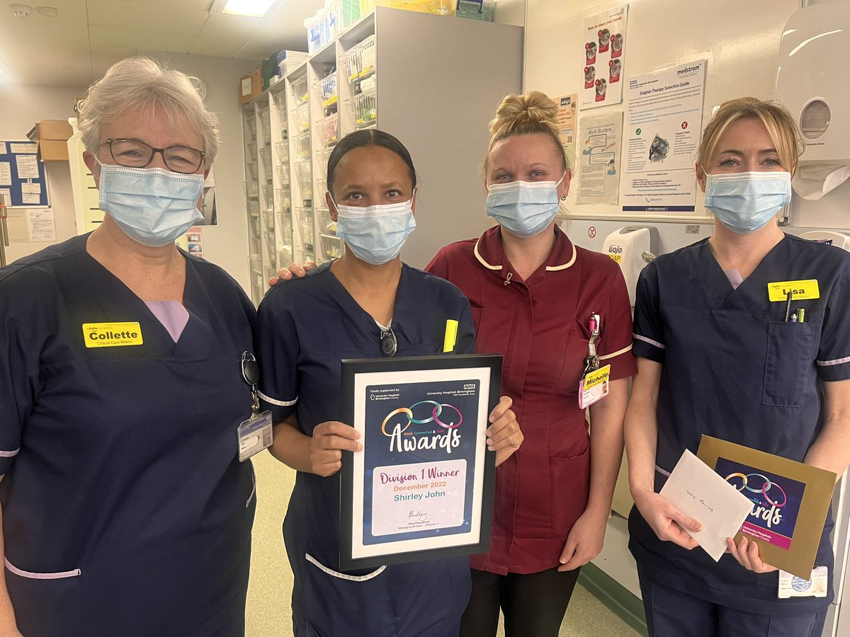 Congratulations to Critical Care senior sister Shirley for winning a kind, connected and bold award! Absolutely well deserved <a href="/uhbtrust/">University Hospitals Birmingham</a> <a href="/UHBCriticalCare/">UHB Critical Care and Outreach</a> @intensiveinfo <a href="/MargaretGarbet6/">Margaret Garbett</a>