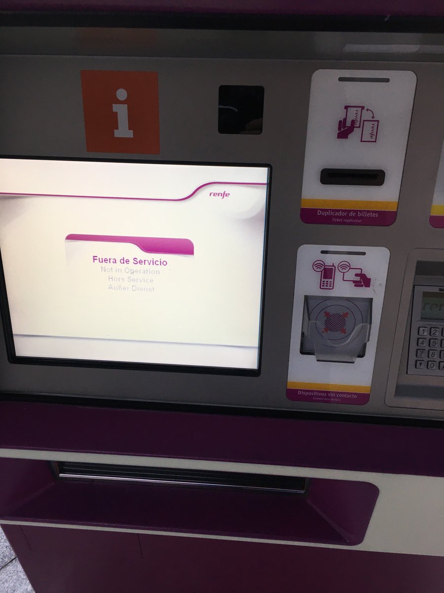 Otro clásico de <a href="/Renfe/">Renfe</a> , en estaciones 🚉 donde no hay personal de venta, las máquinas no funcionan obligando a los usuarios a usar internet o la App para comprar o formalizar los billetes, no es algo puntual, es habitual, muchos usuarios se ven afectados <a href="/ave_galicia/">TrenMediaDistancia_Galicia</a>