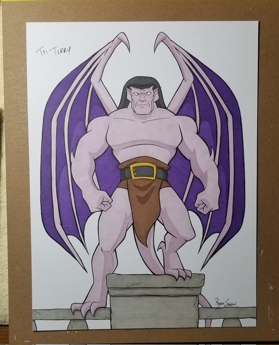 Cartoon_U's tweet photo. Pen, ink, marker 9x12 size Goliath piece purchased on my website https://t.co/Q77ESXoj0y . I also have various prints available for purchase too. #goliath #gargoyles #disneyafternoon #90scartoons #originalartwork #ilovetodraw #art #penandink #marker #supportyourlocalartist https://t.co/NSB4wDFJCT