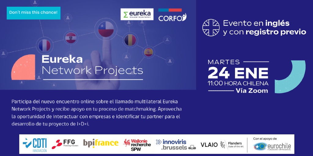 CDTI_innovacion's tweet photo. 📢 El CDTI Innovación participará en el webinario de matchmaking que organiza @Corfo el 🗓️ 24/01

Si vas a participar en #EUREKA y quieres identificar empresas de #Chile con las que postular y desarrollar tu proyecto de I+D+i no te lo pierdas❗️👇

+ info ➡️https://t.co/qPkQM2Exiy https://t.co/A3UN2m8ocb