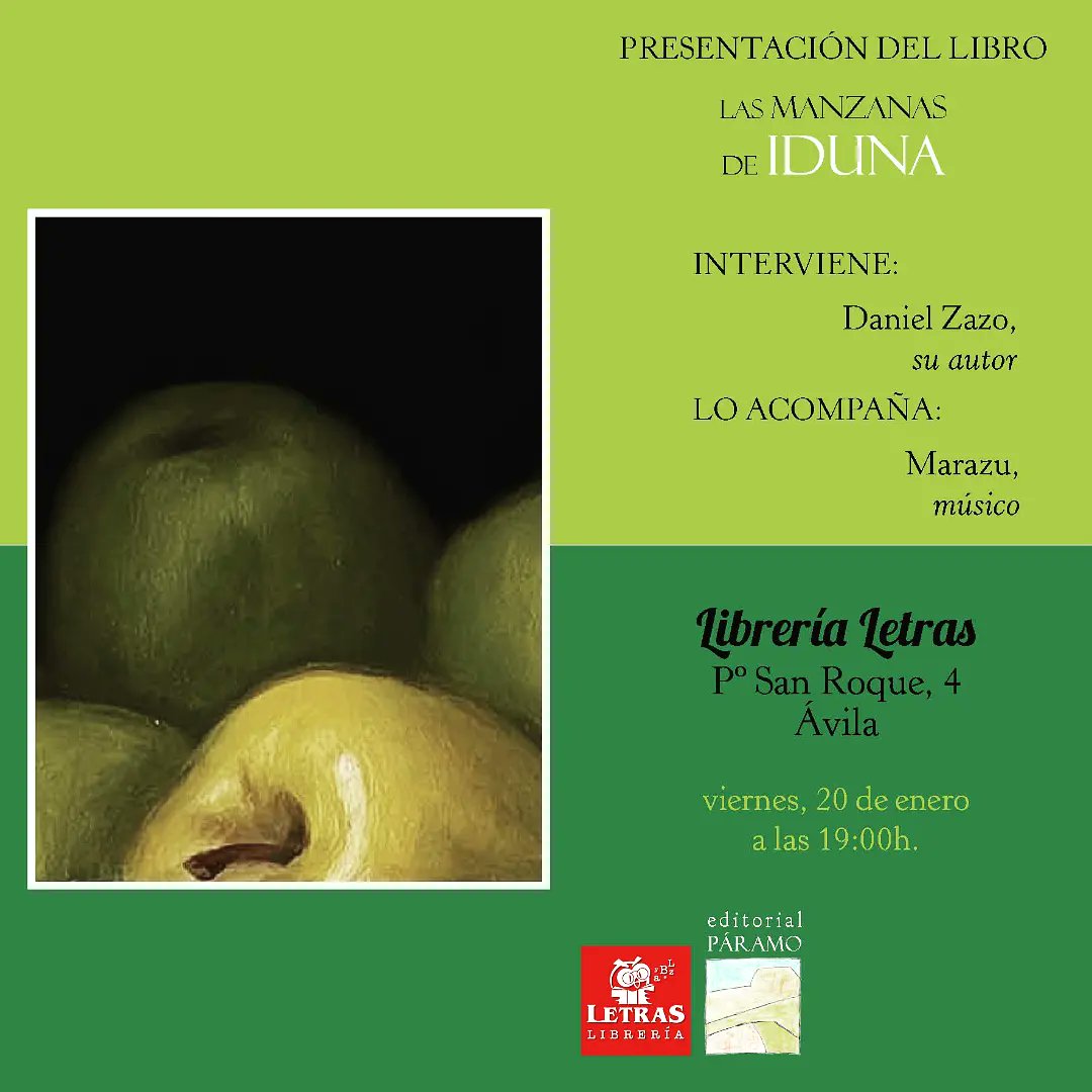 EditorialParamo's tweet photo. Esta tarde oficialmente damos banderazo de salida a 'Las manzanas de Iduna', de @ZazoGil. Larga vida a un poemario necesario, filosófico, hermoso y sentimental. Nos vemos en @LetrasLibrera
#danielzazo #editorialparamo #poemario #poesia #poema https://t.co/njsr6qOV37
