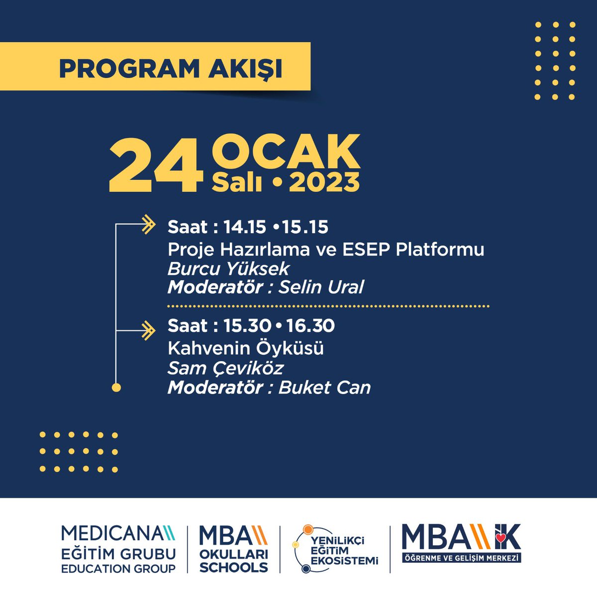 MBA Ortaokul ve Lise Yenilikçi Eğitim Ekosistemi öğretmenlerine Özel Multidisipliner Gelişim Akademileri 23 Ocak’ta Başlıyor!

#MBAOkulları #MedicanaEğitimGrubu
#MBAYenilikçiEğitimEkosistemi #BaşarıTasarımı