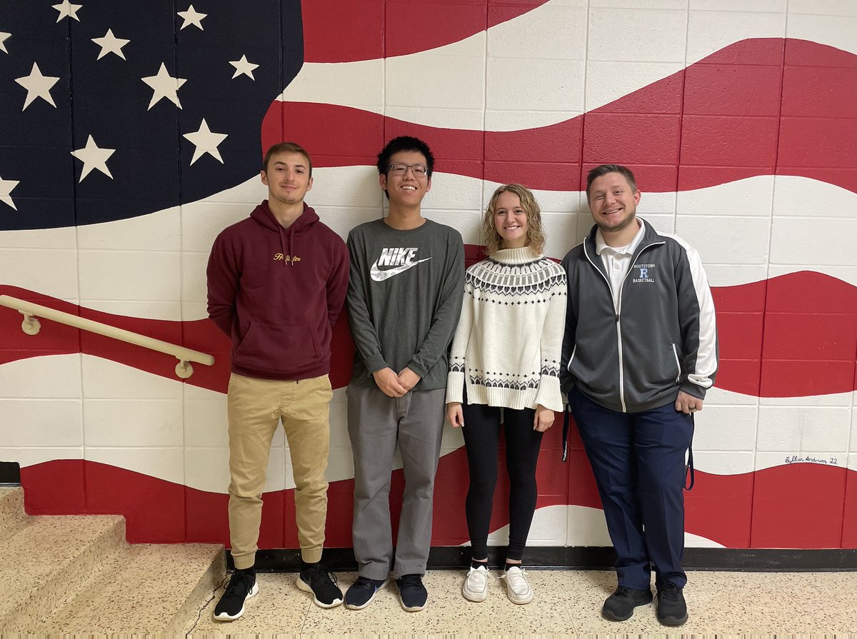 Our nominees for the Portage County Teen of the Month are…..Andi Burrell and Anthony Yin.  They are standing with Mr. Berg and Caleb Cutright, Portage County Teen Representative.  Congratulations!!!