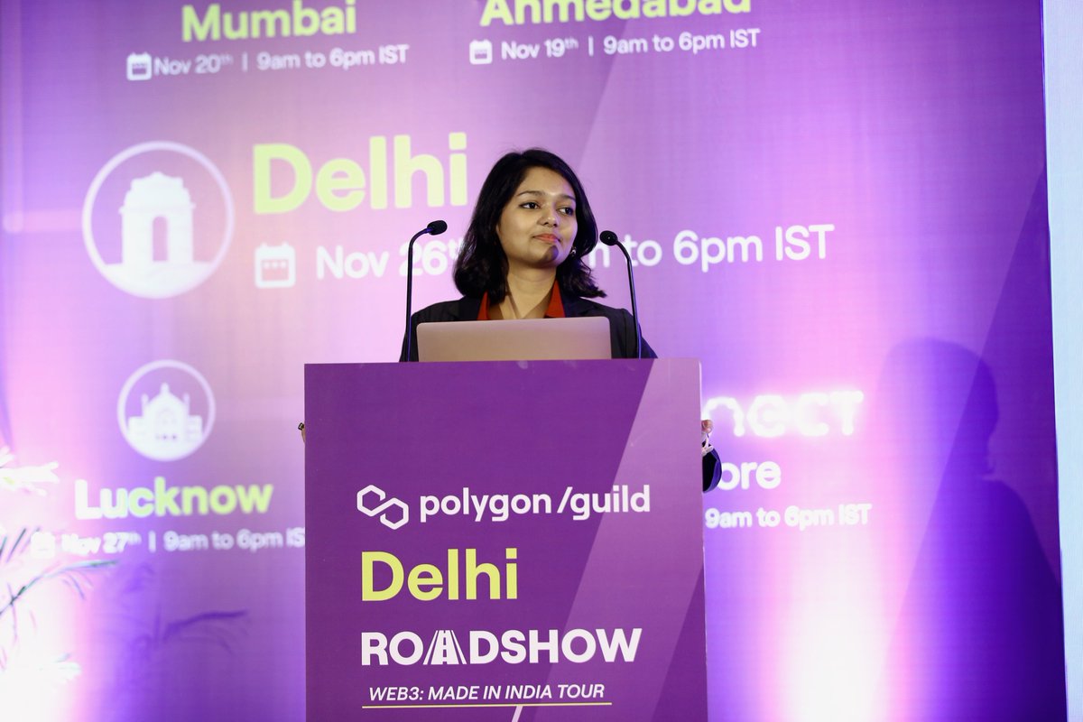 TeeyaOjha's tweet photo. I'm thrilled to share that I was the host for polygon guild Delhi roadshow held on 26th November, at Grand Hyatt Gurgaon. @0xPolygon 
It was hands down the best web 3.0 meet-up I have ever been a part of and I would love to thank @imthepk and @RishabBansal400 for this opportunity https://t.co/MMJKDzGZQy