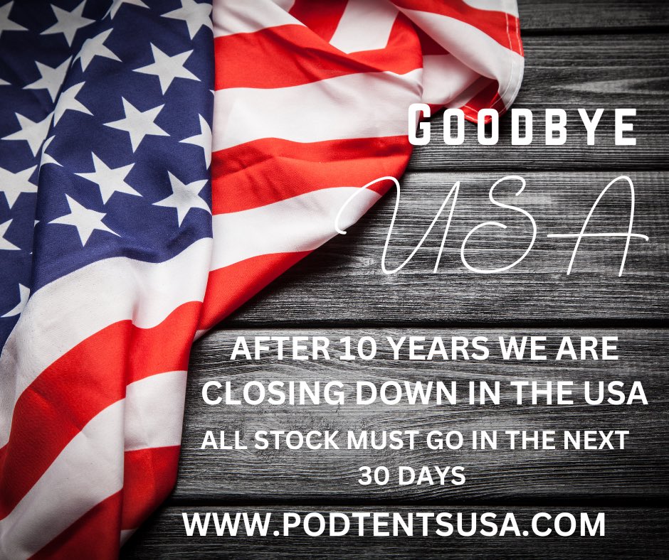podtents's tweet photo. Closing down in the USA so all stock heavily discounted for the next 30 days only. https://t.co/gmBtNbp9dy https://t.co/qG5Jk9QpzB