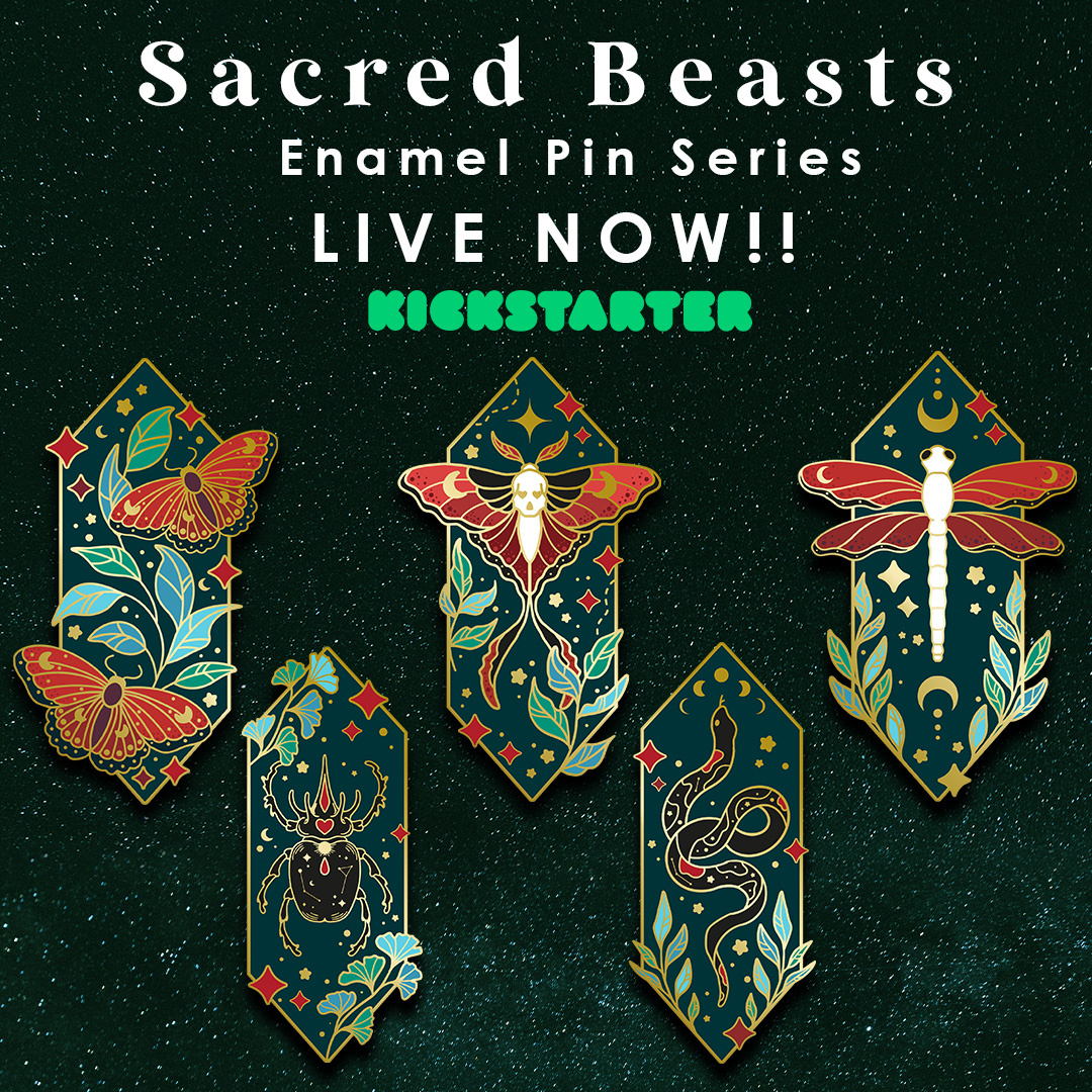 Swiftterlyy's tweet photo. 🦋🌛WE ARE LIVE!!🌜️🦋⁠

Sacred Beasts has just launched! 🥳 If you're not a pin lover there are stickers, suncatchers, holostickers and bookmarks too! Make sure you get in early as there are Early bird discounts on the pins for the next 48 hours! ⏰ 

https://t.co/a5LdynNRsT https://t.co/DLBpR0IcUo