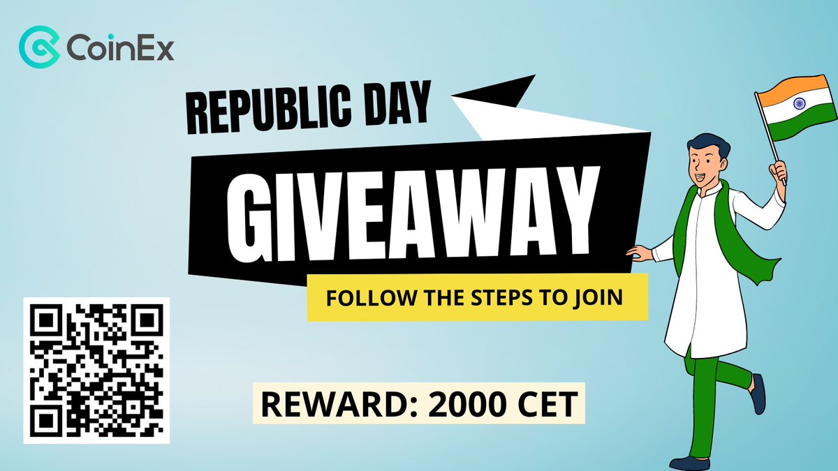 coinexindia's tweet photo. India's Republic Day Coming on Jan 26 🇮🇳
Comment Republic Day wishes with #CoinEx and Win 2000 CET Reward 💰

Like | Retweet | Comment ✅

To Join This Giveaway Enter Here: 👉https://t.co/uIbHmj2ejx

#RepublicDay #RepublicDay2023 #CoinEx https://t.co/kw4lHt0pzz