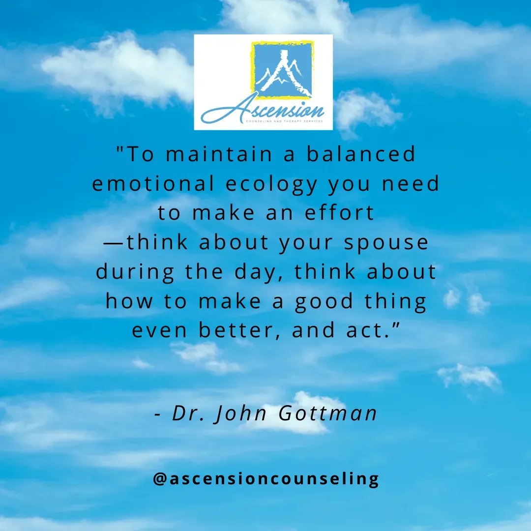 'To maintain a balanced emotional ecology you need to make an effort—think about your spouse during the day, think about how to make a good thing even better, and act.” - Dr. John Gottman

 #intergenerationaltrauma #historicaltrauma #complexPTSD #traumatherapy #EMDRTherapy