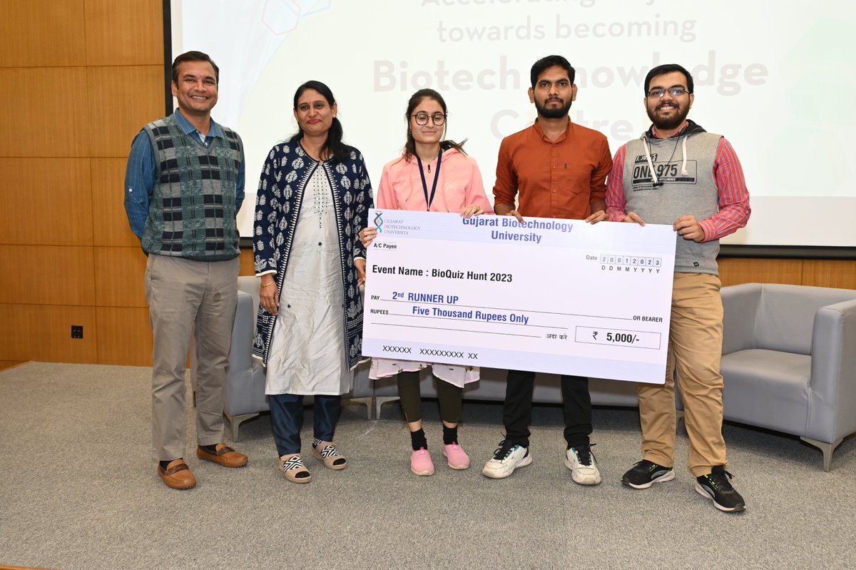GujBiotechUni's tweet image. Vibrant gathering of avid minds at Gujarat Biotechnology University in the BioQuiz competition. 

Congratulations to the winners. 

Thank you for the active participation of faculties and students from all over Gujarat.

#biotechnology #BioQuiz