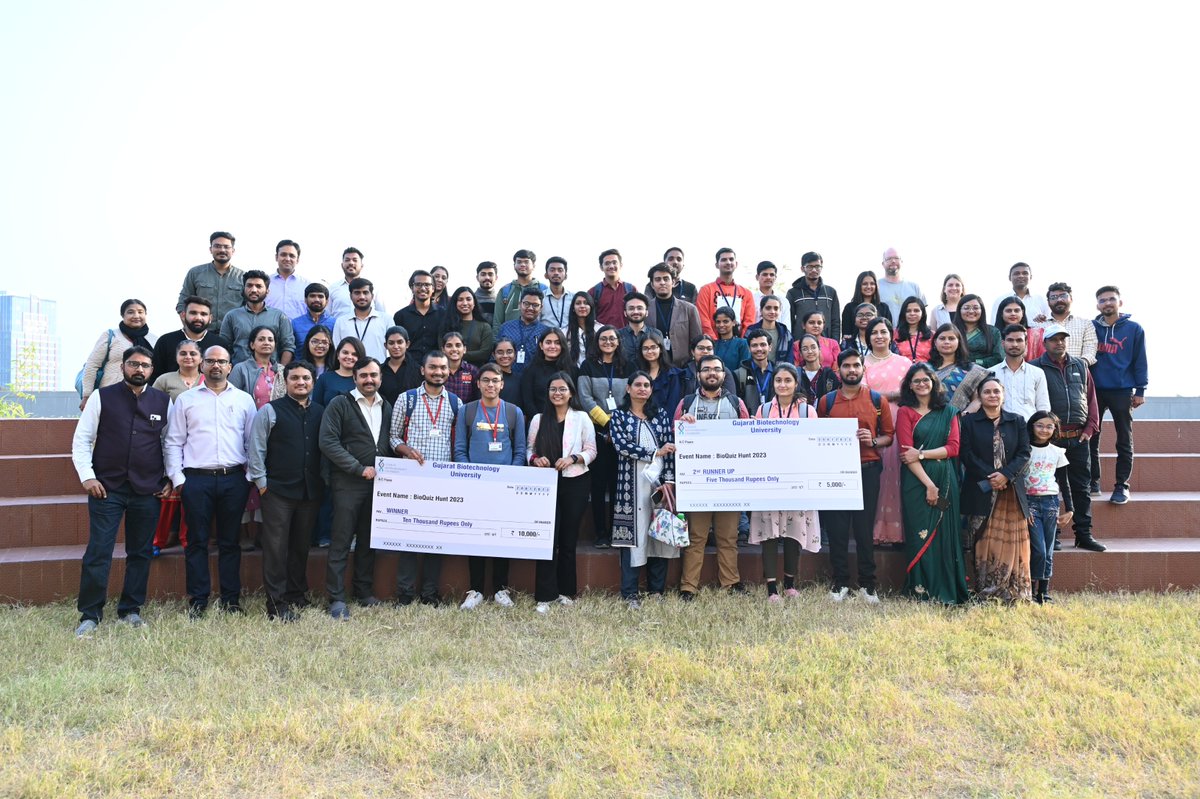 GujBiotechUni's tweet image. Vibrant gathering of avid minds at Gujarat Biotechnology University in the BioQuiz competition. 

Congratulations to the winners. 

Thank you for the active participation of faculties and students from all over Gujarat.

#biotechnology #BioQuiz