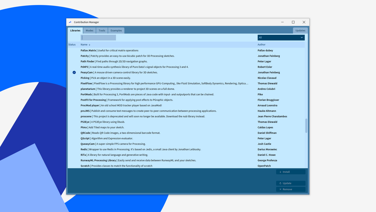 Processing 4.1.2 is out and fixes issues many of you have had with the Contributions Manager (what you see when importing Libraries, managing Modes, etc.)

⬇ processing.org/download

 Download Processing 4.1.2 now!