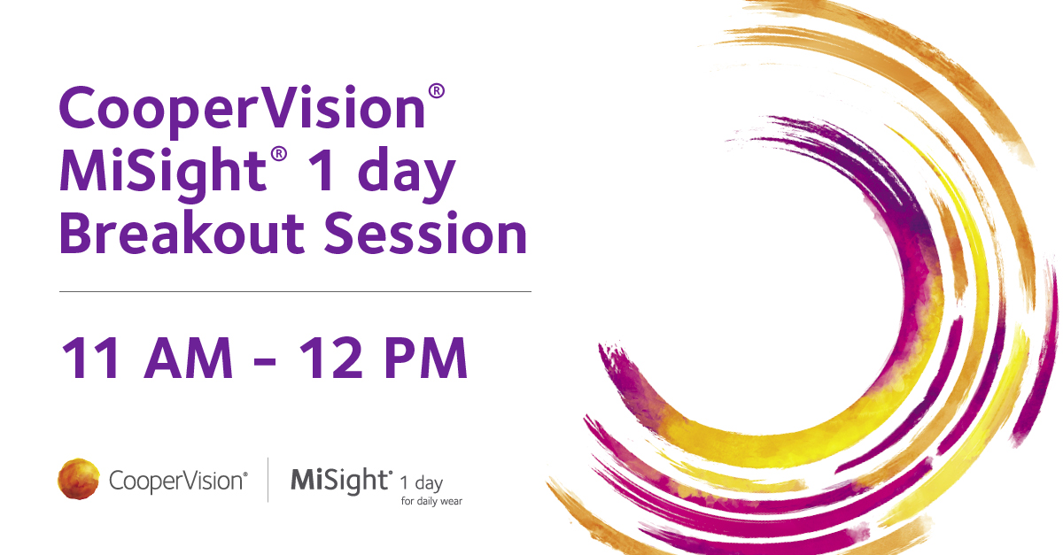 CooperVision's tweet photo. Still planning your day? Join us from 11:00 AM - 12:00 PM for a special breakout session on MiSight® 1 day contact lenses with Dr. Justin Kwan! We hope to see you there! 

#GSLS2023 https://t.co/Ms63haEfFX