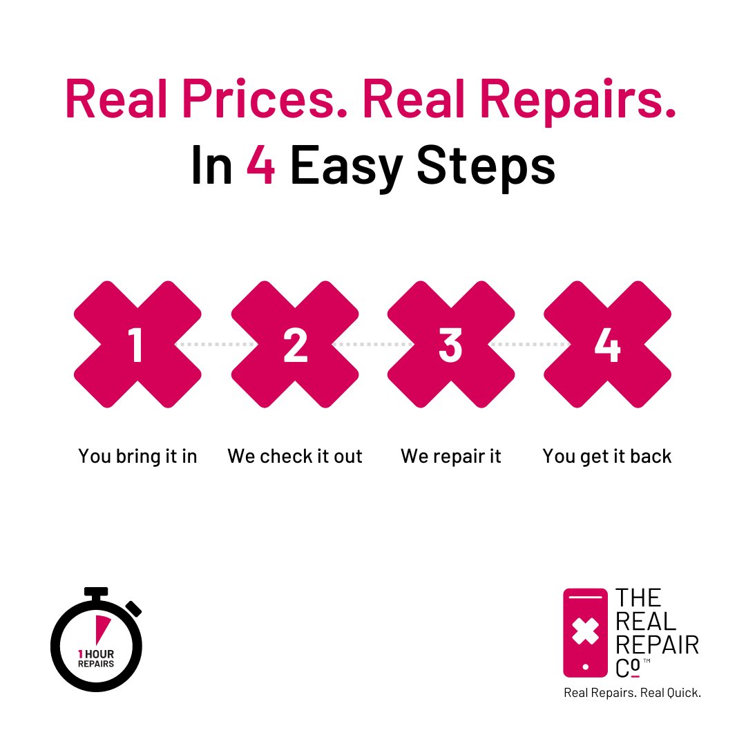 therealrepairco's tweet photo. Everything looking a little distorted? Get your screen sorted in 4 easy steps and get back to living life uninterrupted!

🏃‍♂️ Bring it in 
👀 We check it out 
🔧 We repair it 
📱 You get it back 

Book in your device today> https://t.co/urHonIWQTa

#TRRC #RealRepairs #RealQuick https://t.co/eafaojIH2w