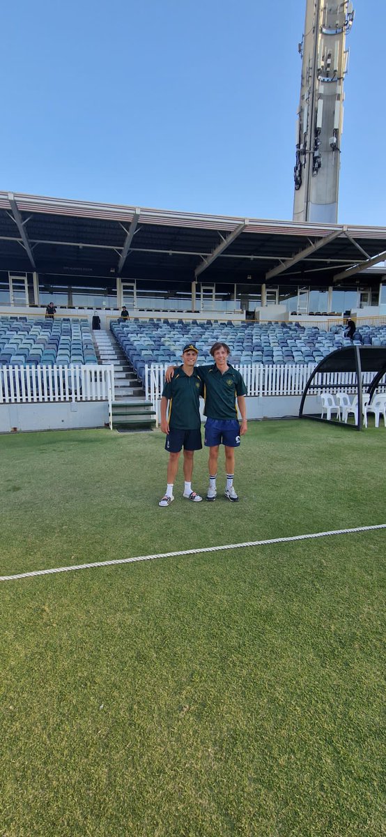 Myles and Olly @OllyDavidson_06 at the WACA today @WACA_Cricket.Playing for Albany in the Country Week final they lost but a great experience for them both #37degrees