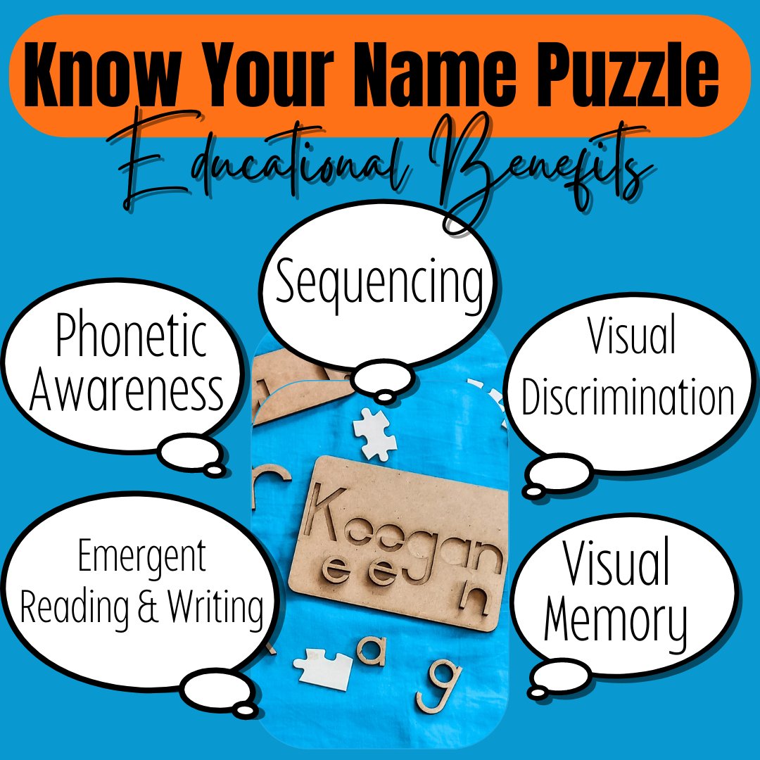 These custom name puzzles are ADORABLE, but did you know they're more than just a puzzle? 
This design allows the child to explore the meaning of their name and identity. 
 #readingandwriting #laserengraving #namepuzzle #edctoys #resources