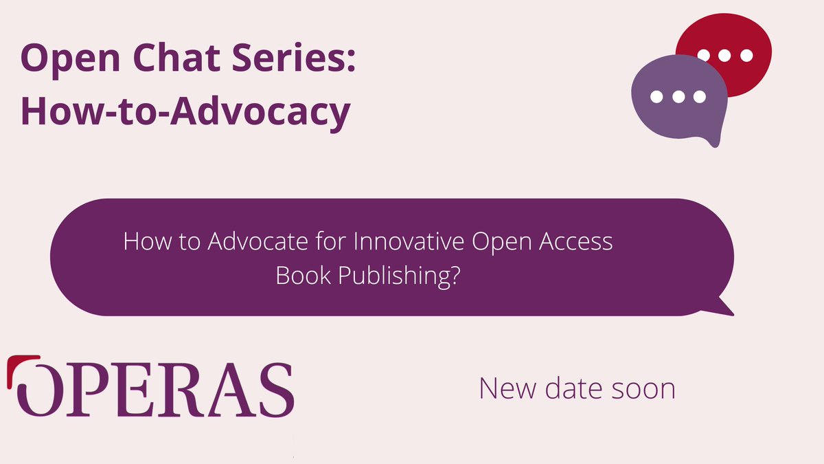 OPERASEU's tweet image. ⚠️ Attention: Our next Open Chat Series How-to-Advocacy, which would take place on January 25, will be postponed. We&apos;ll disseminate the new date soon. 

#OpenChatSeries #HowToAdvocacy #OpenAccessBookPublishing