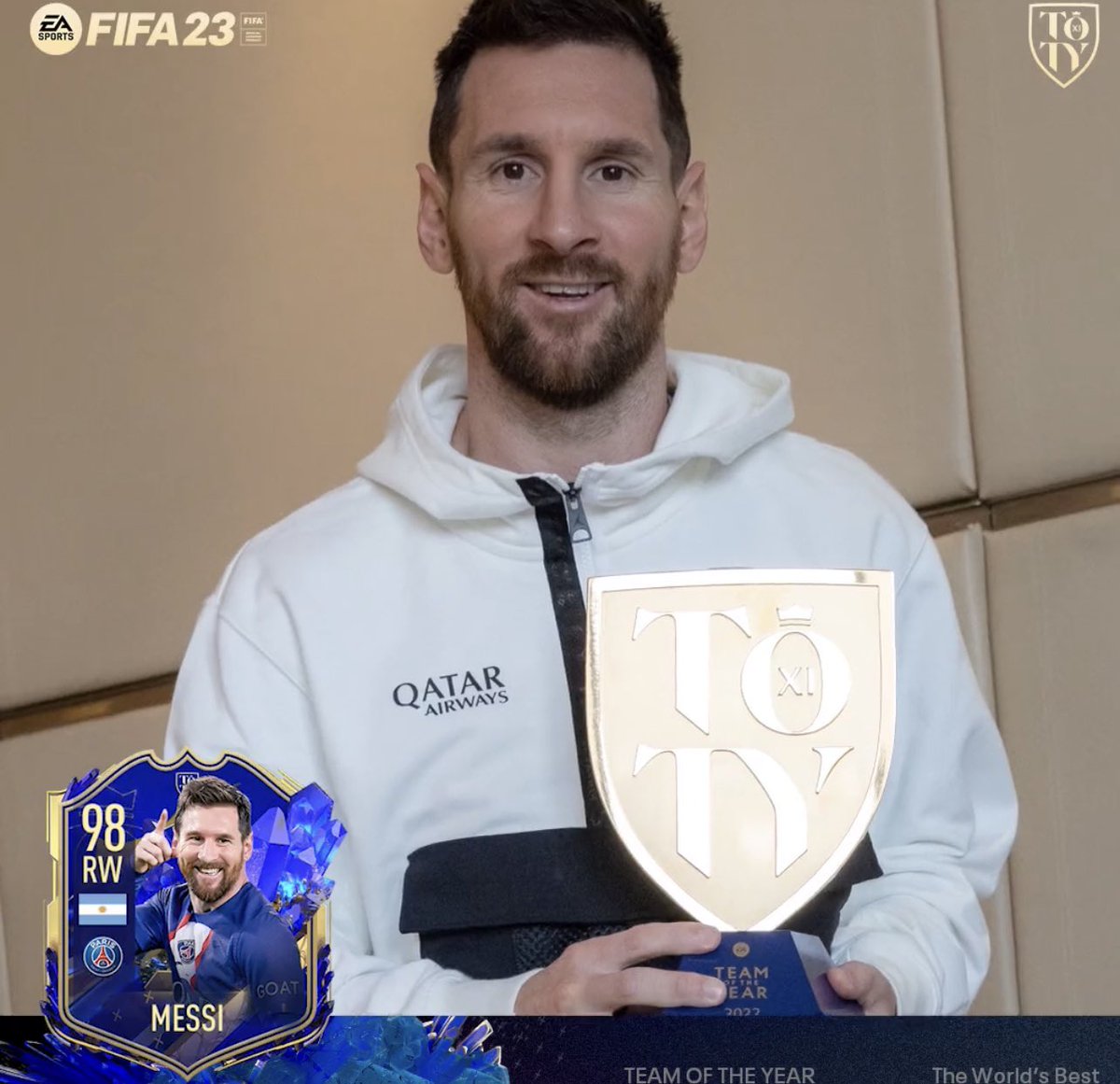 Lionel Messi with his #FIFA23 TOTY card. 🐐