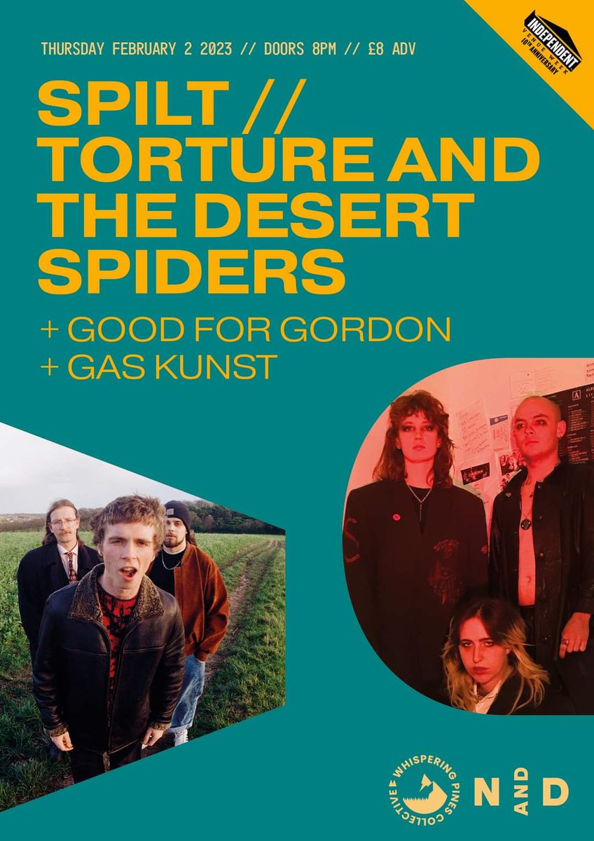 +++ SUPPORTS ANNOUNCED +++ @goodforgordon and Gas Kunst join @SPILTBAND and @Torture_TDSBand for a killer line up! Presented by @nightanddaycafe and @WhisperingPC for @IVW_UK Tickets: nightnday.org/show/spilt-tor…