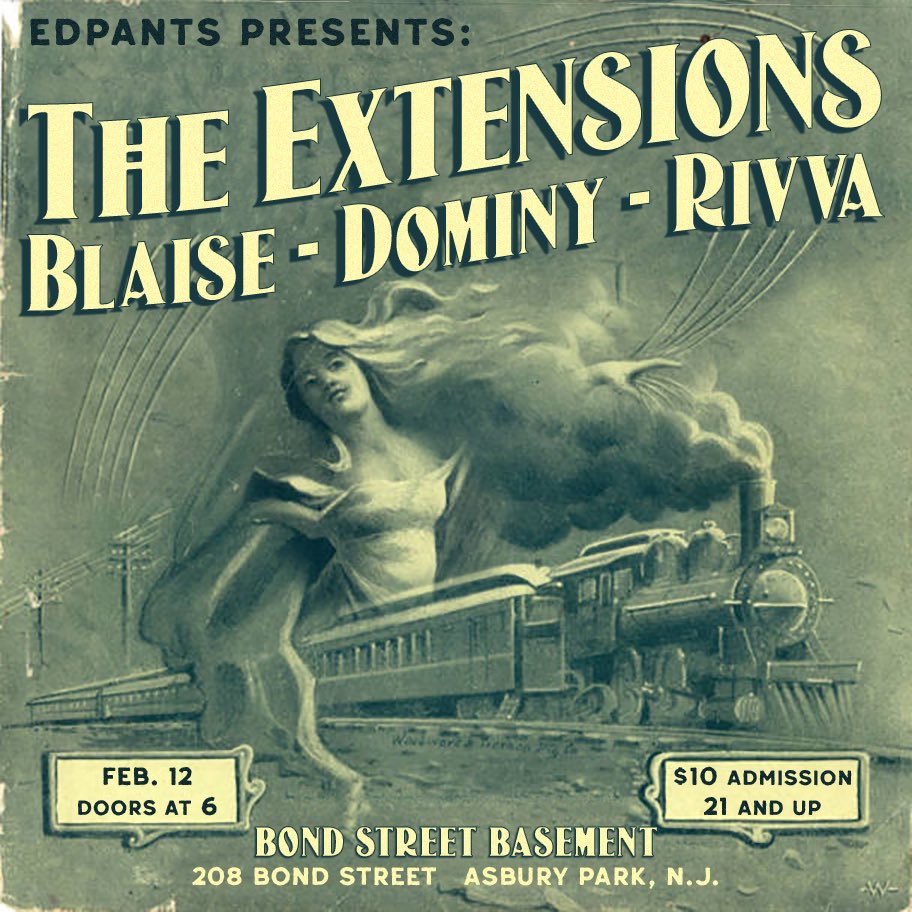 Next up! 2/12 at Bond Street! Tell your friends! Tell your family! Tell your pets!
.
#theextensionsband #theextensions #njdiy #asburypark #asburyparkmusic #mint400records