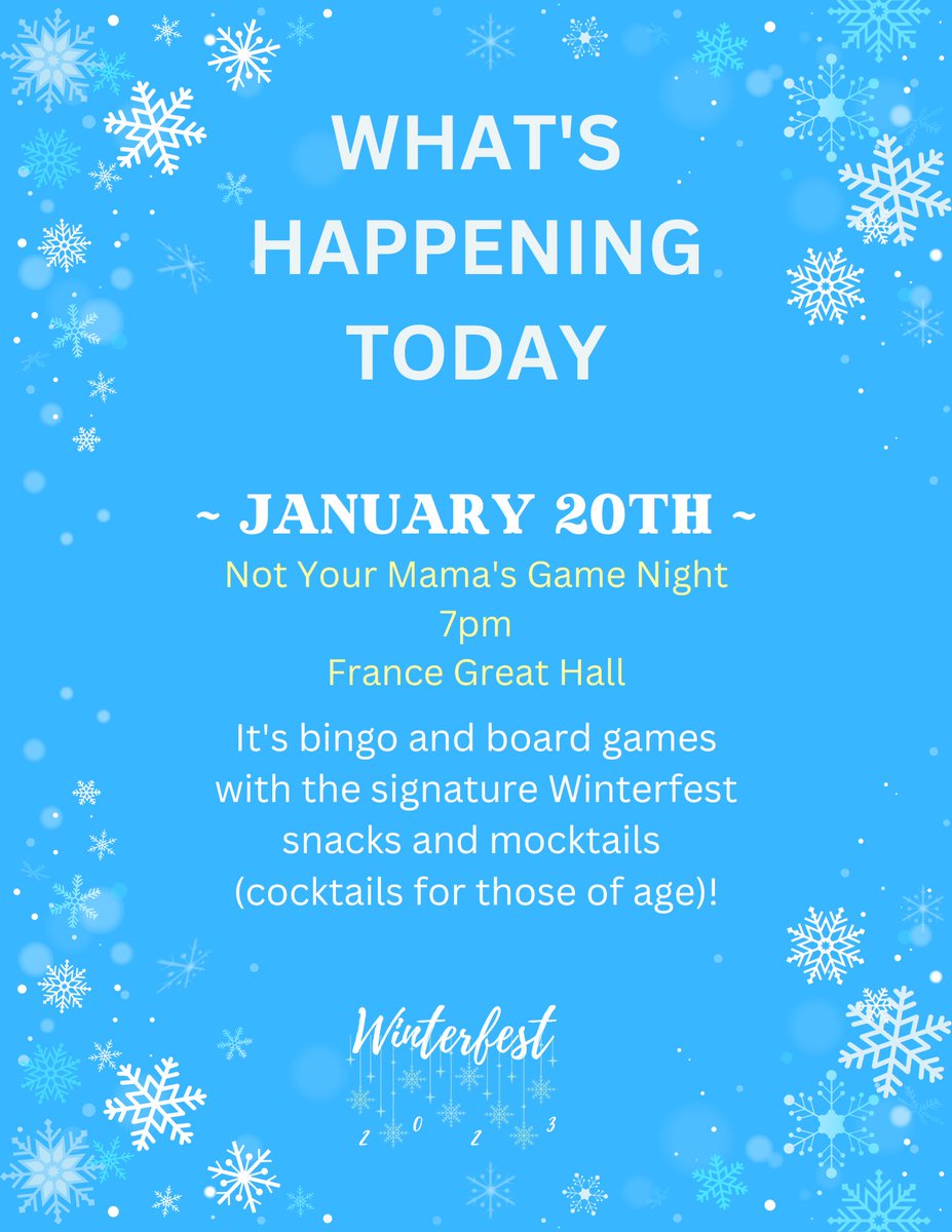 Come join BEC tonight at 7pm in France Great Hall for Not Your Mama’s Game Night!
