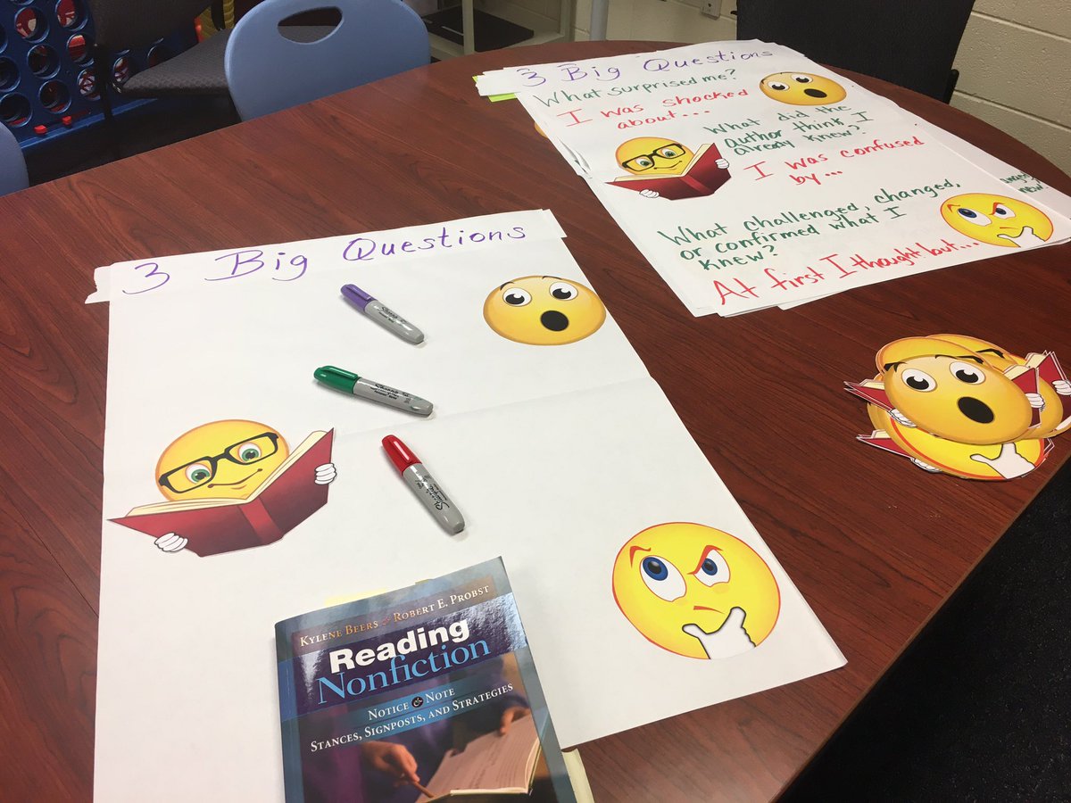 malnsol's tweet photo. Creating anchor charts to support literacy in our @GlasgowMS I&amp;S team classes as the CT reads #ReadingNonfiction #NoticeandNote by @KyleneBeers @BobProbst @CarmenAndersen @FCPS_LIS @FCPSR2 #onevoice https://t.co/khQjHcv3P4