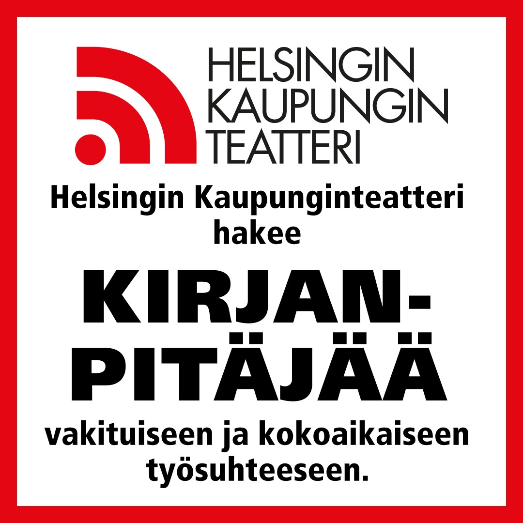 hktfi's tweet photo. 📢Haemme talous- ja hallintotiimiimme kirjanpitäjää vakituiseen työsuhteeseen. Tule osaksi maan suurimman teatterin 240-henkistä, eri alojen huippuammattilaisista koostuvaa, innostavaa ja luovaa työyhteisöä. 
Lue lisää ja hae  👉https://t.co/O7U7HmPSyL
#hktfi #kirjanpitäjä #rekry https://t.co/hfD48Mxrp4