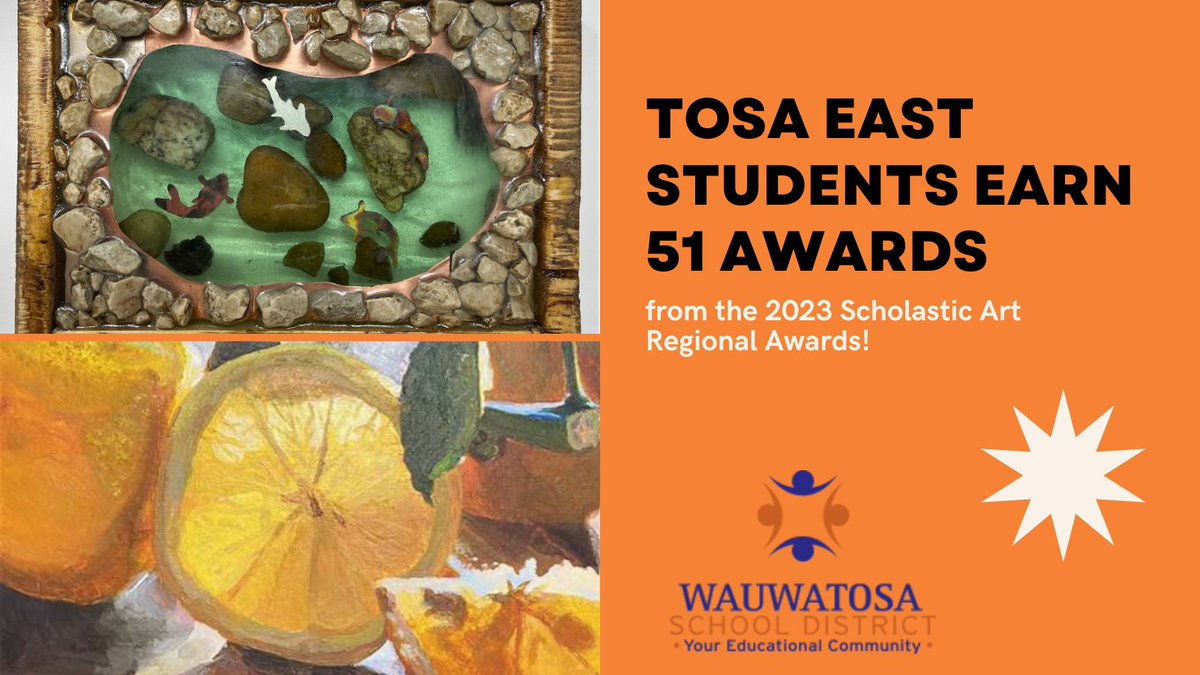 tosaschools's tweet photo. #TosaEast earned 51 awards &amp; @TWTrojans earned 30 awards from the Scholastic @artandwriting Regional Awards! Gold &amp; Silver artwork will be on display at @MilwaukeeArt from February 4-March 19. Students will be publicly recognized on February 11 at MAM for Awards Day. #TosaProud https://t.co/pwTG5C7VxF