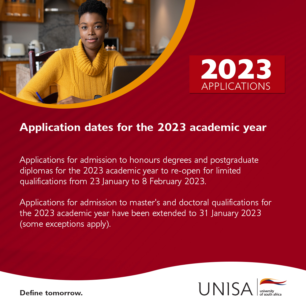Unisa on Twitter: "Applications for admission to honours degrees and