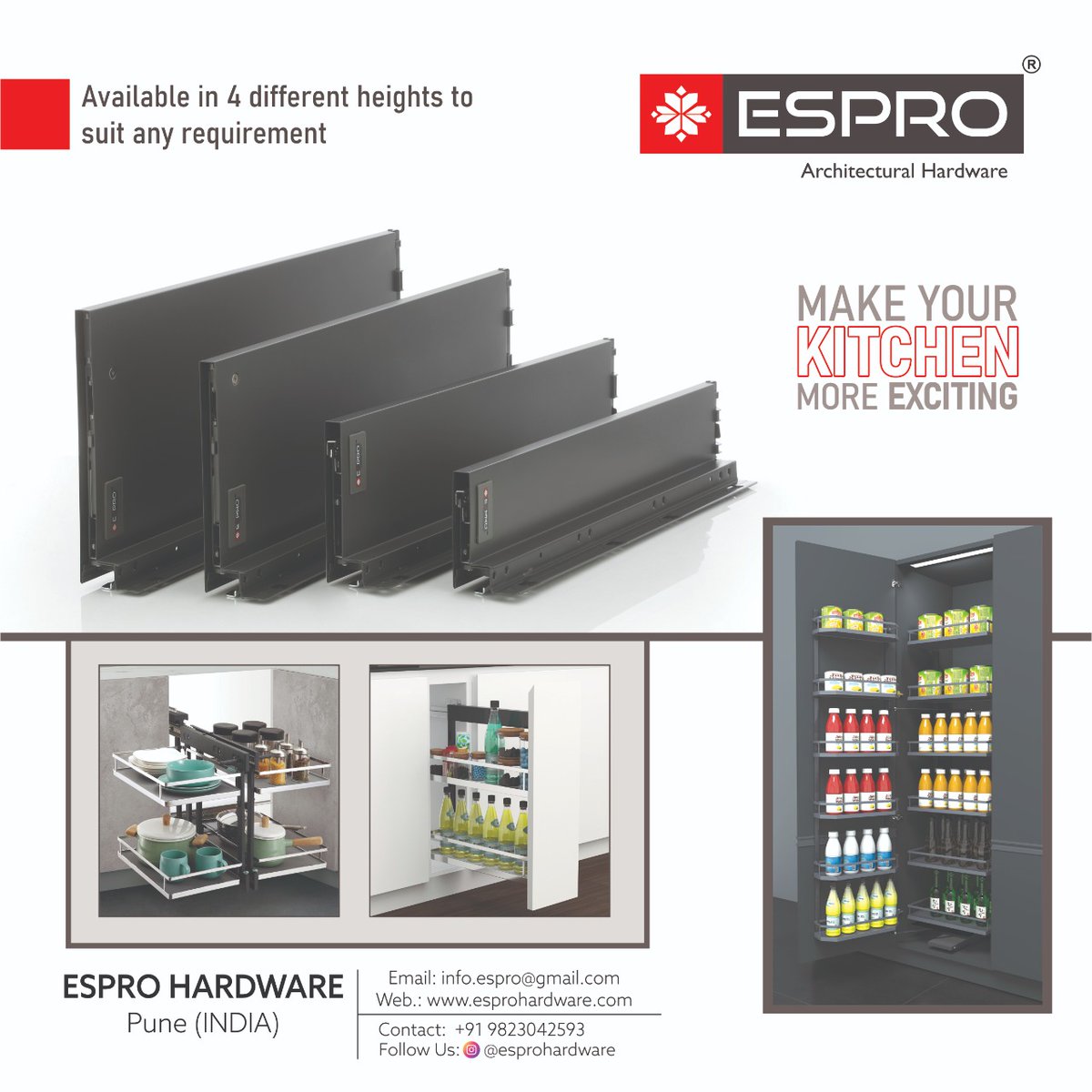 HardwareSamachr's tweet image. Make your kitchen exciting with ESPRO Architectural Hardware.
Shree Plylam (Pune)
Mr. Amit Oswal – 9823042593
#Espro #EsproIndia #EsproPune #EsproHardware #EsproArchitecturalHardware #ShreePlylam #InnovativeHardwareSolutions #KitchenHardware #WardrobesHardware #FurnitureHardware