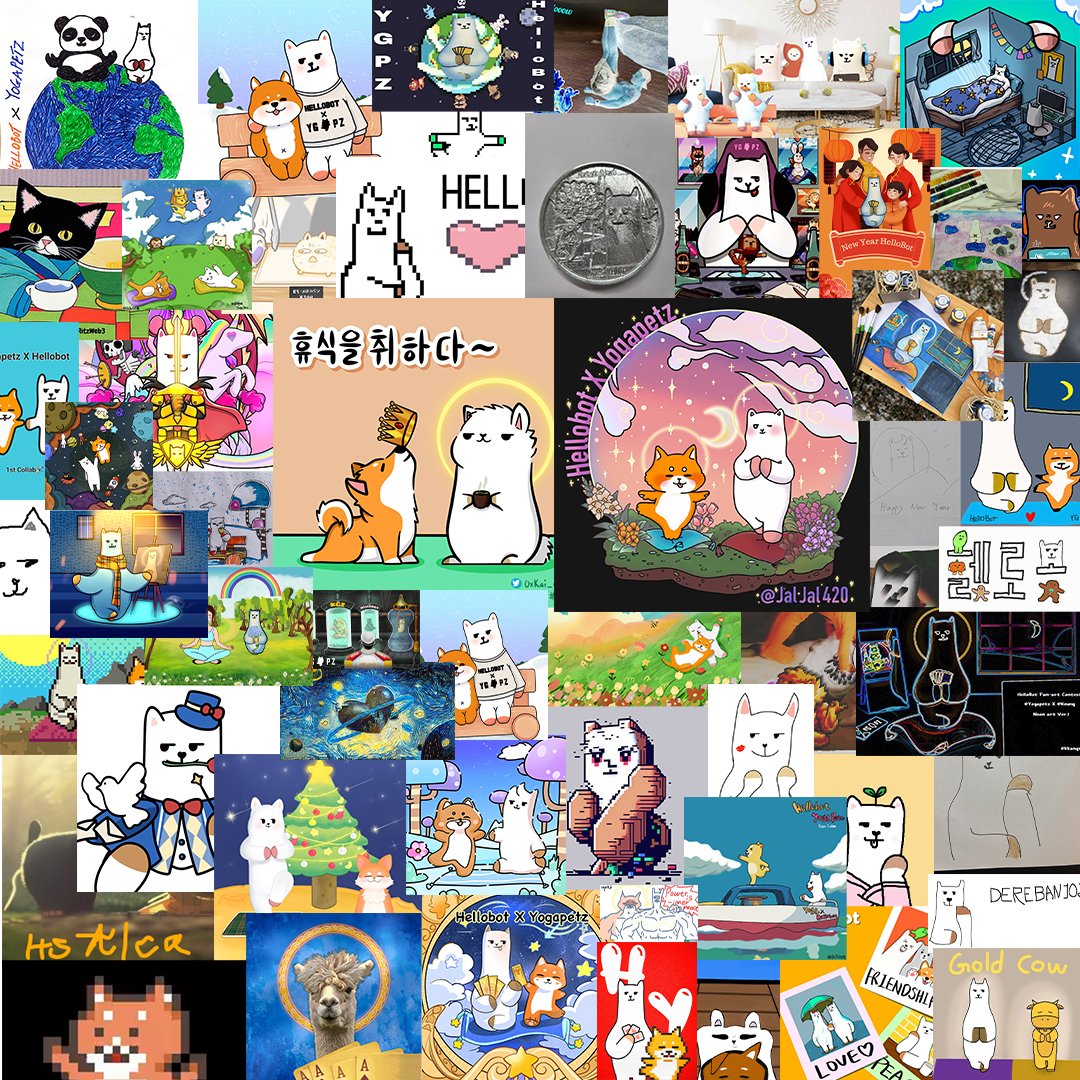 Hellobot Universe Official🪞 (@hellobot_nft) on Twitter photo Thank you all for these amazing artworks!
We really had hard time picking winners, @0xKai_eth
<a href="/JalJal420/">Jal.Jal</a> ♥️🦙
I'll always remember those who retweeted and participated in these events. As I said, I'm here to make friends and I truly appreciate all of you for being my buddies! 
1/ Thank you all for these amazing artworks!
We really had hard time picking winners, @0xKai_eth
<a href="/JalJal420/">Jal.Jal</a> ♥️🦙
I'll always remember those who retweeted and participated in these events. As I said, I'm here to make friends and I truly appreciate all of you for being my buddies! 
1/