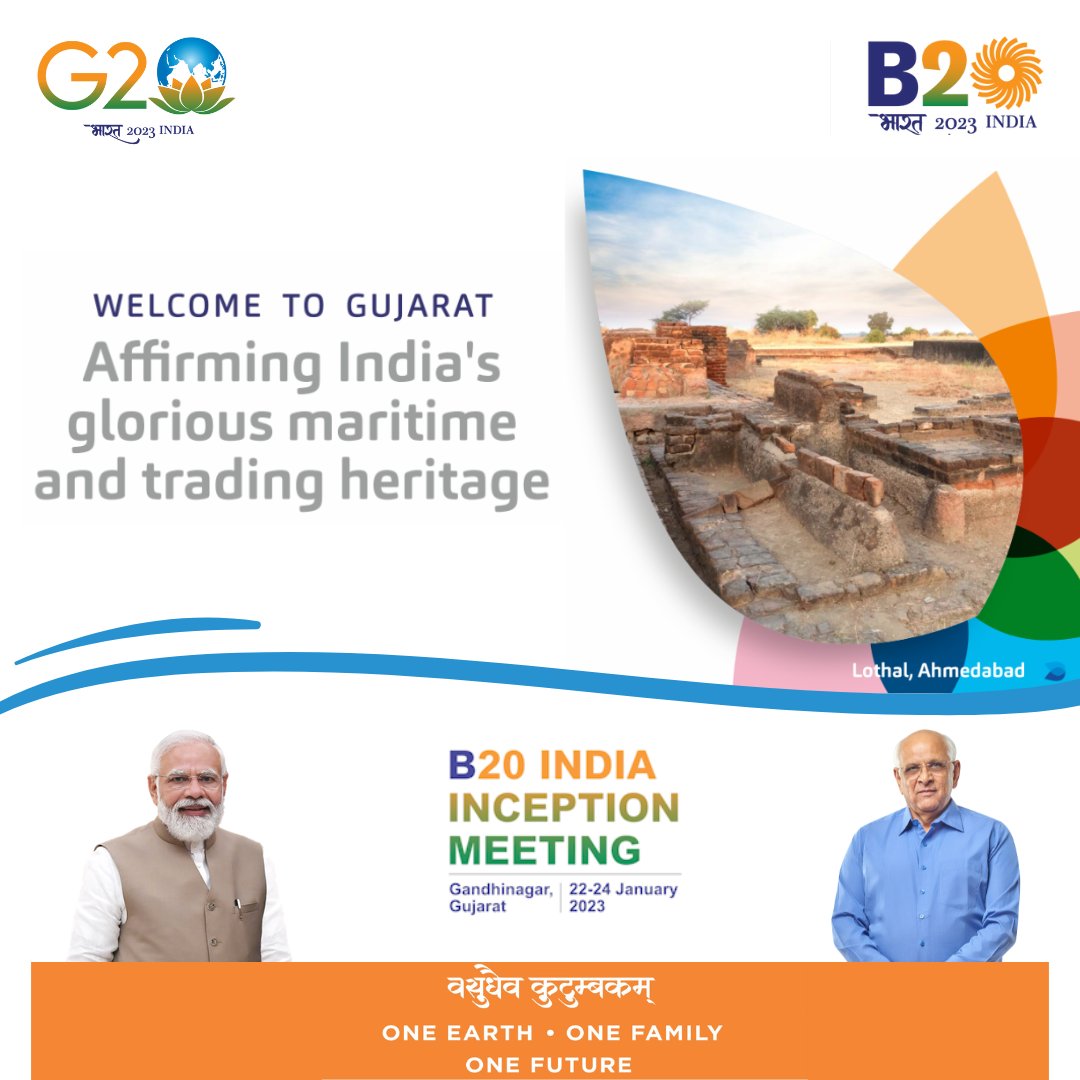 Gujarat- India's true color of heritage.
Gandhinagar welcomes #G20 delegates to the #B20 Inception Meeting on 22nd January, 2023.
#G20Gujarat #G20India
<a href="/g20org/">G20 United States</a> <a href="/PMOIndia/">PMO India</a> <a href="/MEAIndia/">Randhir Jaiswal</a> <a href="/CMOGuj/">CMO Gujarat</a>  <a href="/InfoGujarat/">Gujarat Information</a> <a href="/pkumarias/">Pankaj Kumar</a> <a href="/CII4WR/">CII Western Region (WR)</a> <a href="/amitabhk87/">Amitabh Kant</a>