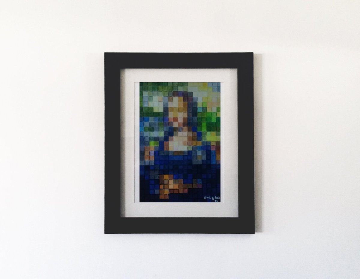 Color pencils drawing of Mona Lisa painting ( pixel art)

#artbyhein #monalisa