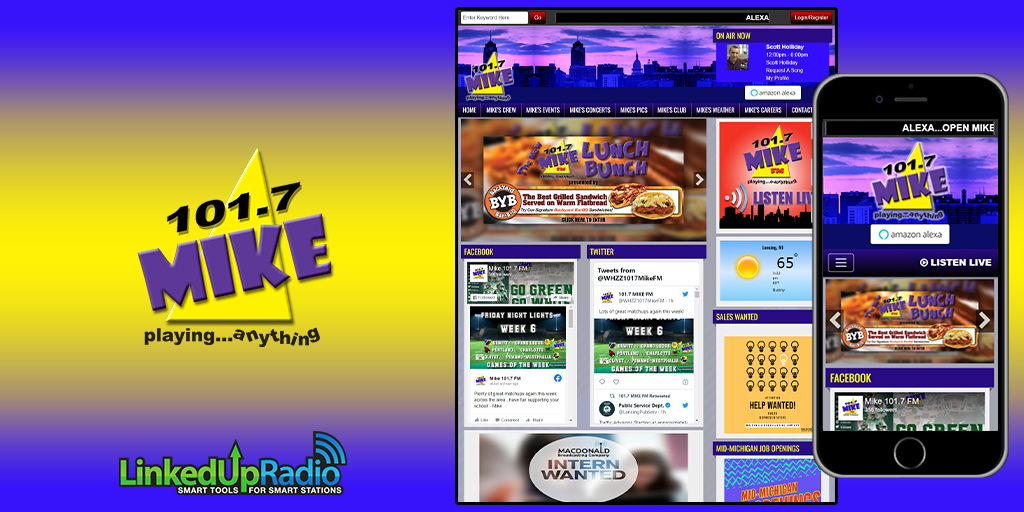 Our friends at <a href="/WHZZ1017MikeFM/">101.7 MIKE FM</a> play a little bit of everything! Check them out at 
1017mikefm.com 🟣

Contact <a href="/_LinkedUpRadio/">LinkedUpRadio</a> today for more information on how to get your website started.
#WHZZ #Mike1017FM #Lansing #MI  #LinkedUpRadio #Envisionwise #LUR #WebDevelopment