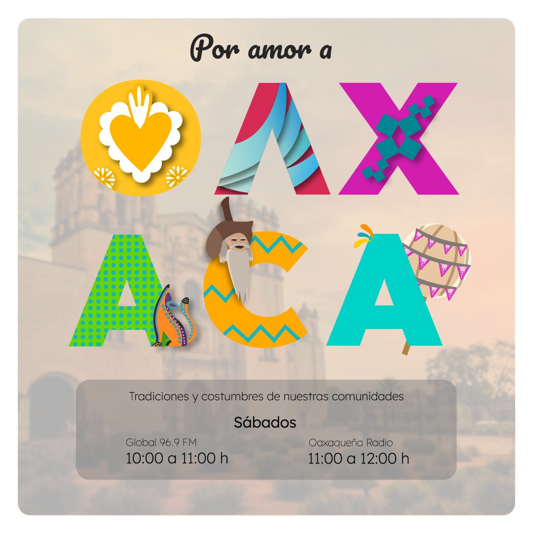 CORTV_Radio's tweet photo. Escucha este sábado el #Estreno de #PorAmorAOaxaca. Un espacio radiofónico enfocado a difundir las “tradiciones y costumbres de nuestras comunidades”. En esta ocasión, con la presencia de San Pablo Huitzo #Oaxaca, que nos hablará de su fiesta patronal. 🎉 ¡Sintonízanos! https://t.co/OmXIxYCgPa