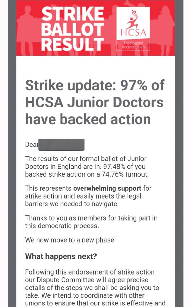 🚨97% ‘junior’ doctors vote to strike in Hospital Doctors Union HCSA ballot🚨
